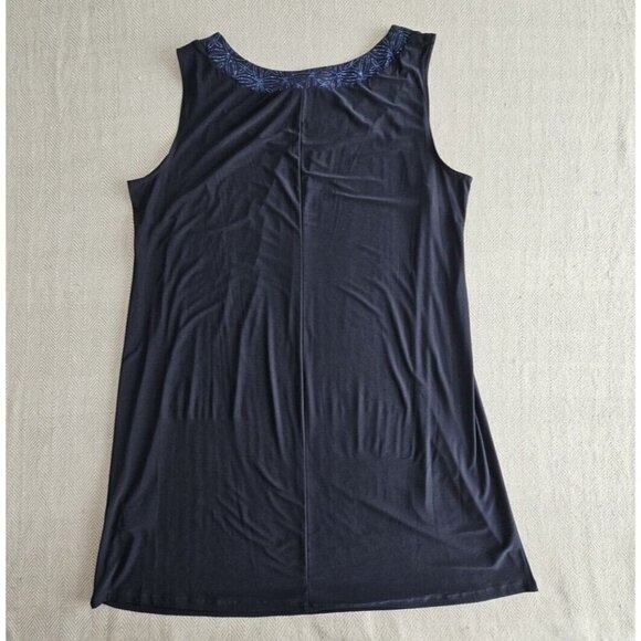 R&M Richards Woman 2 Piece Dress Suit Navy with Blue Embellishments Quiet Luxury - Picture 13 of 16